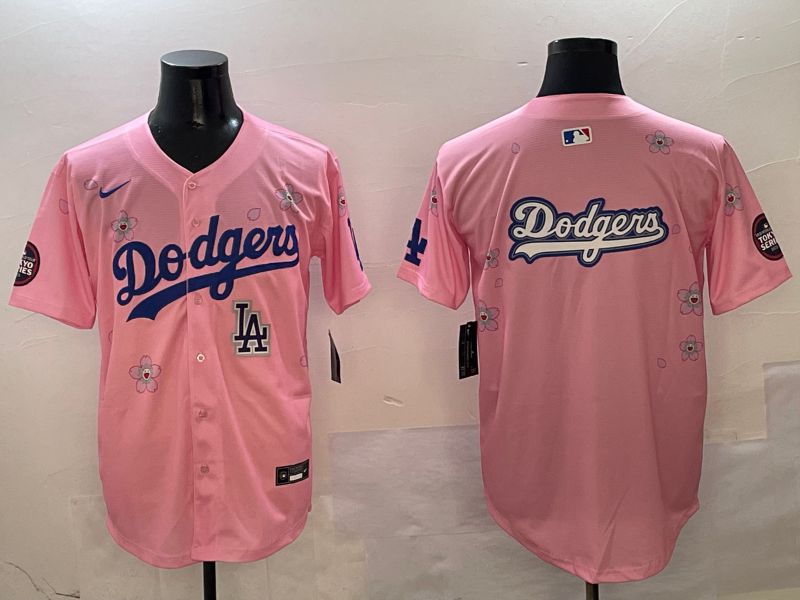 Men Los Angeles Dodgers Blank Pink Sakura Edition 2025 Nike MLB Jersey style 18->los angeles dodgers->MLB Jersey